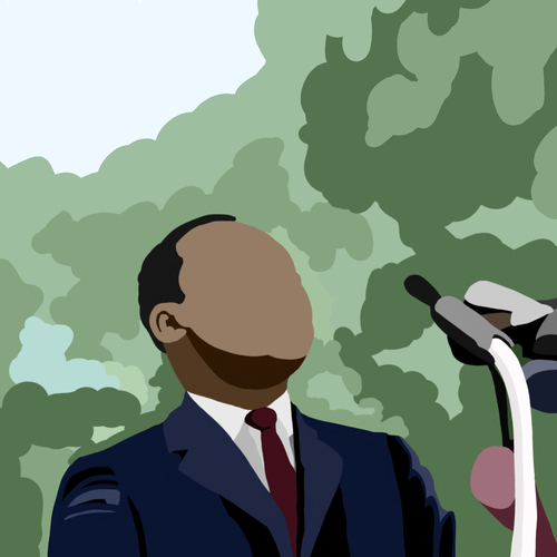 Colorful Digital Drawing of Martin Luther King Jr. Giving a Speach