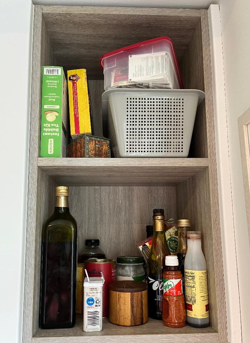 open shelf before