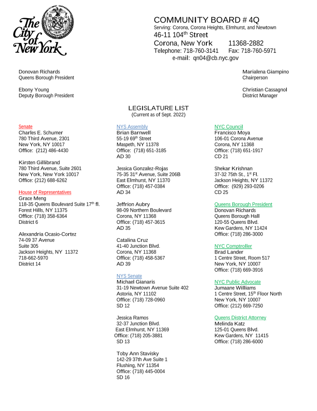 Community Board 4 Queens January 2023 Enewsletter