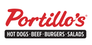 Portillos logo with the words hot dogs, beef, burgers and salads