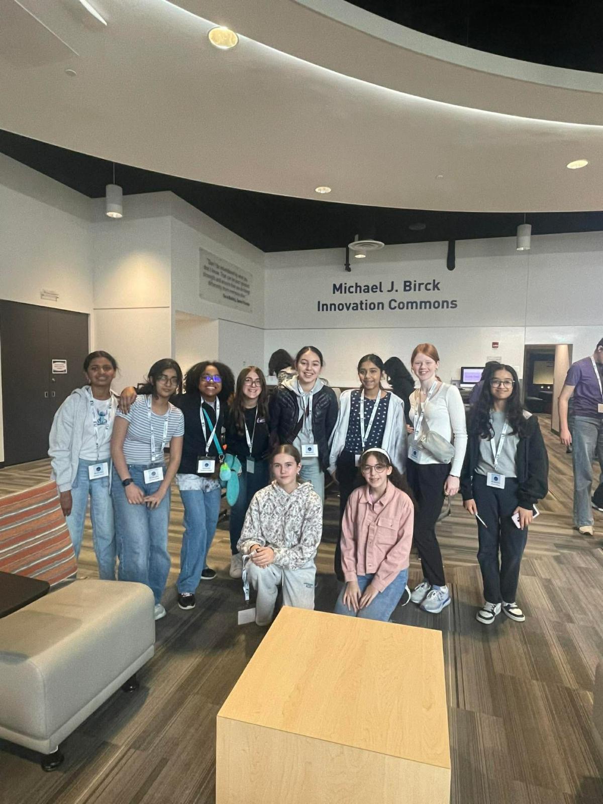 Group photo of the Girls IN2 STEM cohort in IN2 learning lab