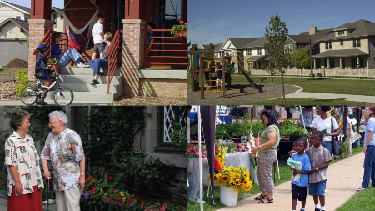 Scenes of neighbors interacting in shared community spaces across Wisconsin