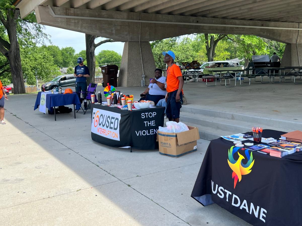 tabling at Madison For More Neighbors community event in Madison, Wisconsin