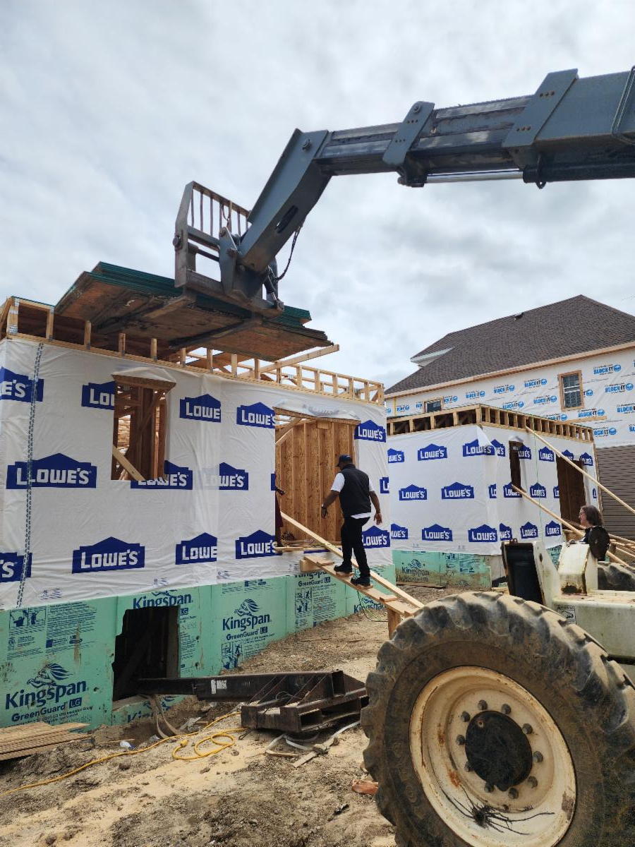 Housing Construction Scene at a Milwaukee, Wisconsin build site.