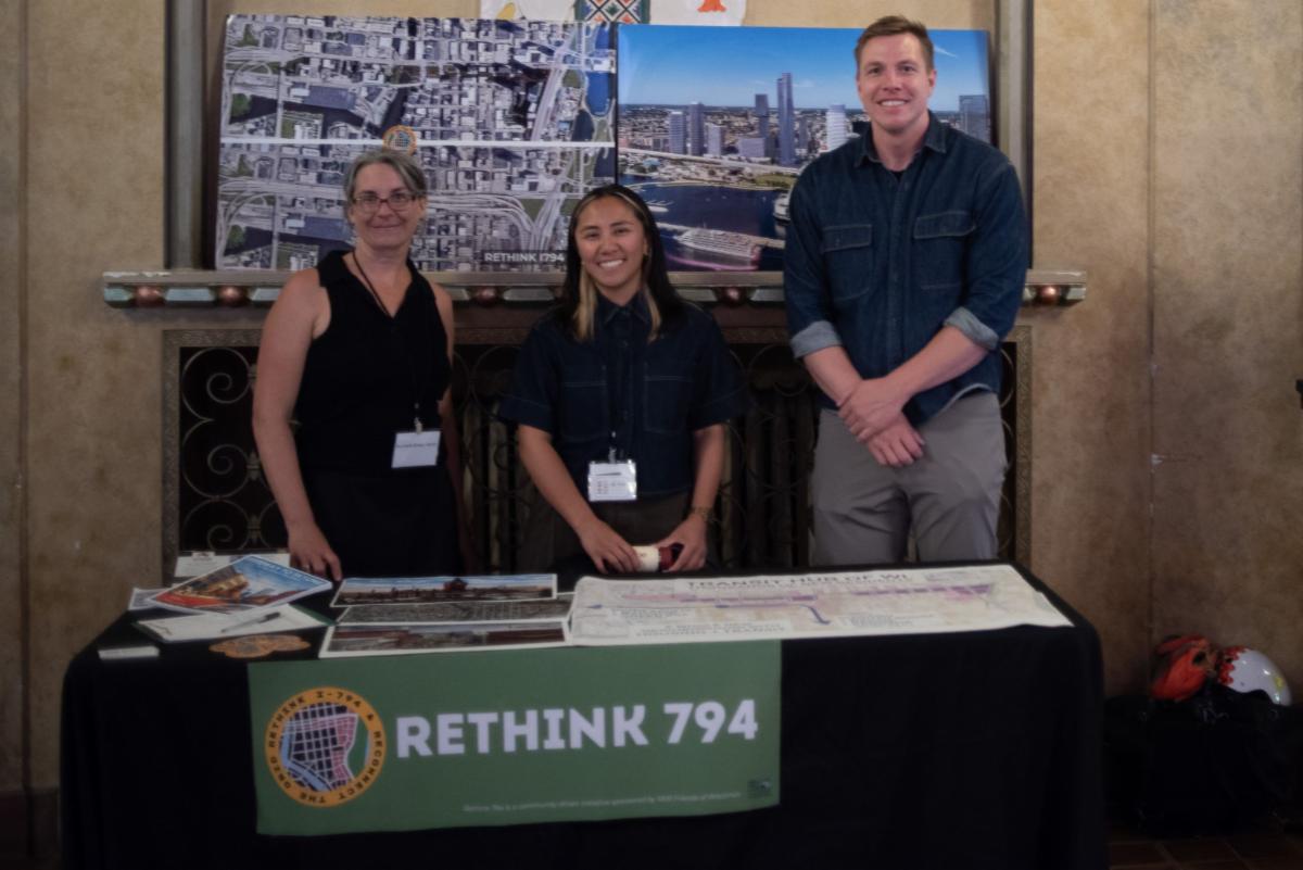 Raphie Torralba represents Rethink 794 at Thinking Big About Wisconsin passenger rail event in Milwawukee