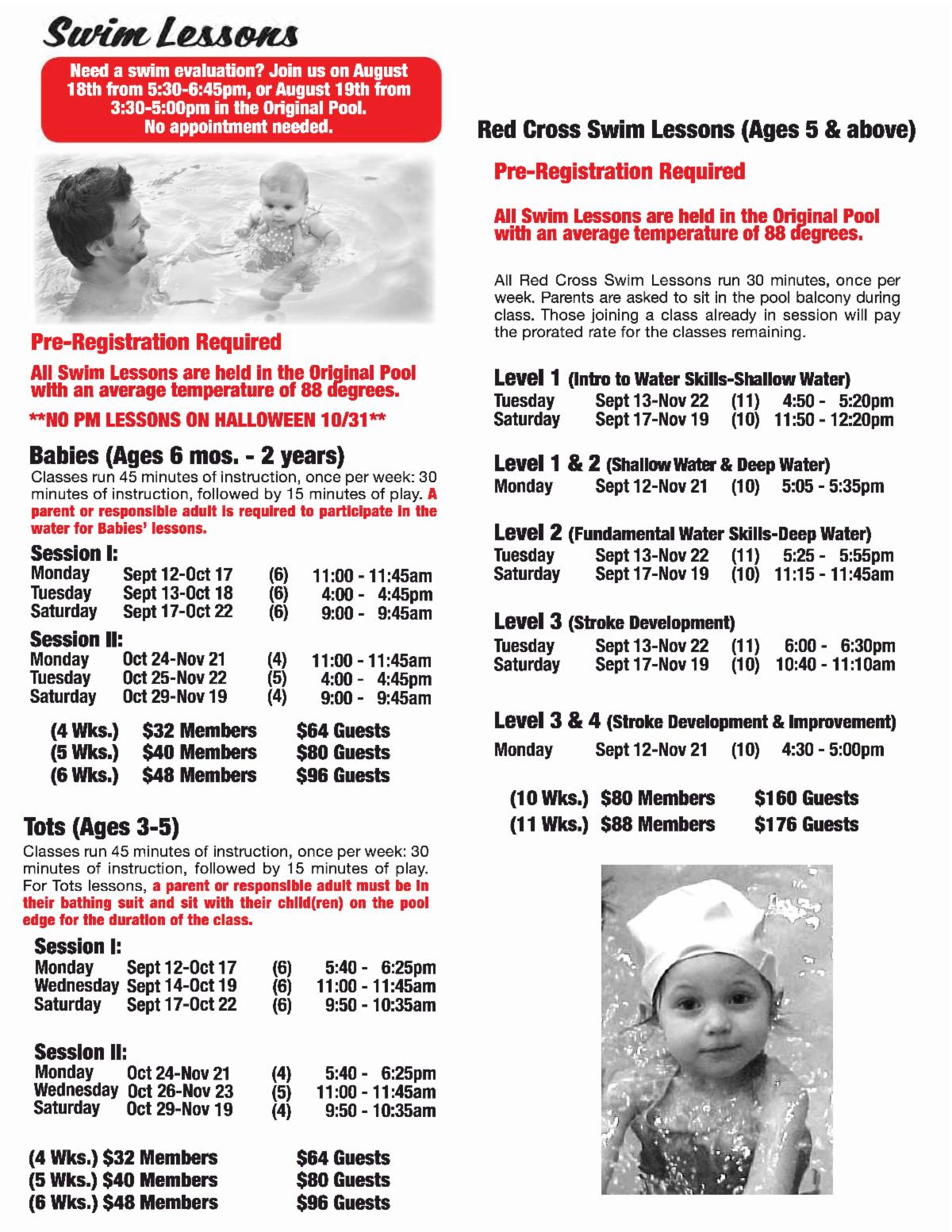 Register For Fall Swim Lessons Starting Next Week!