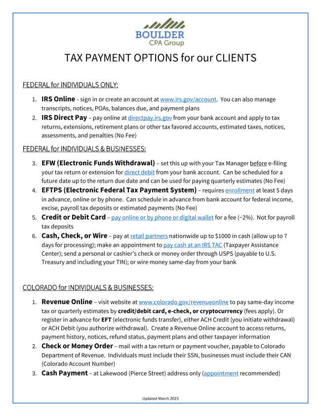 Tax Payment Options