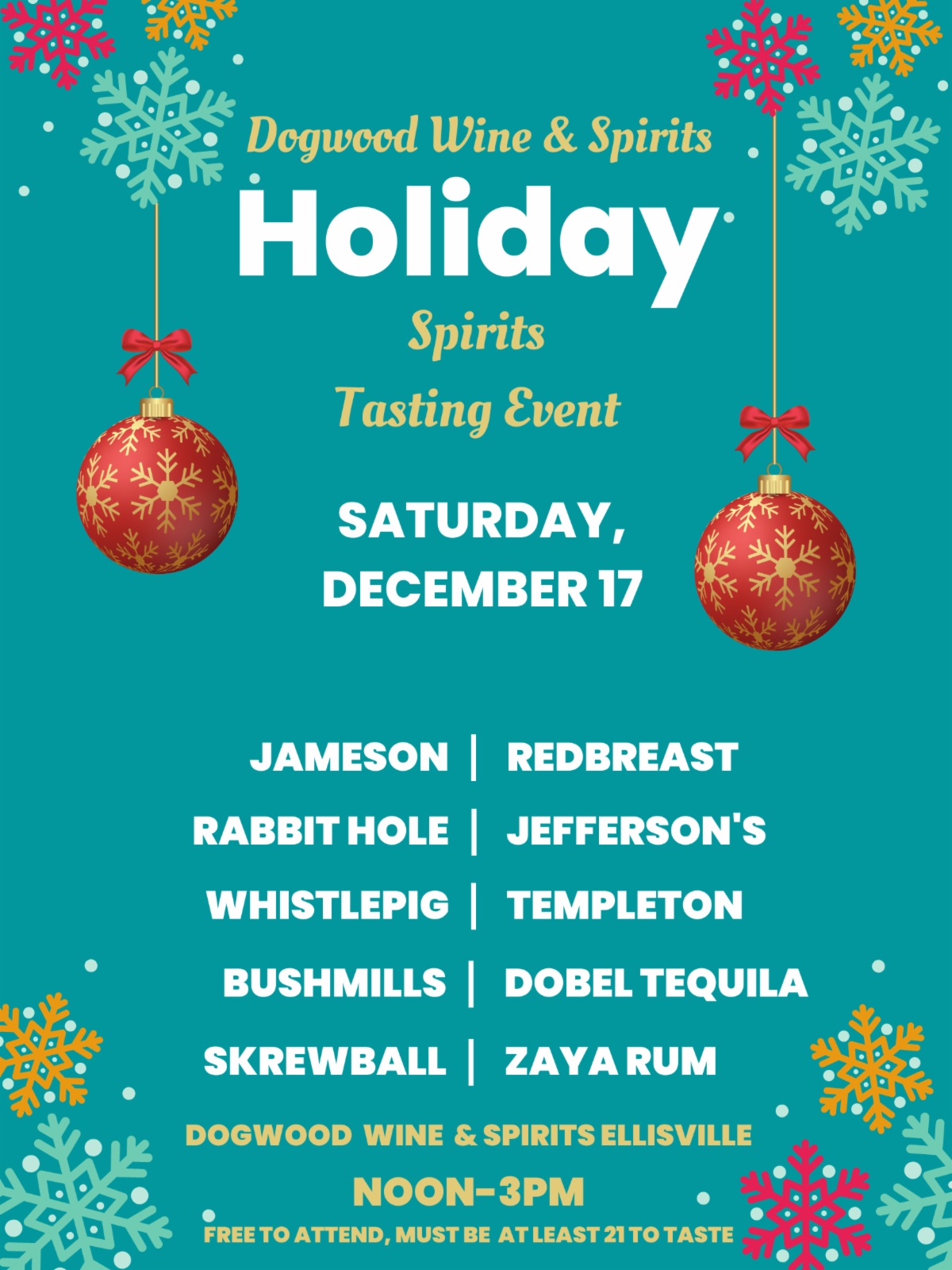 Holiday Spirits Tasting, Double Points & Bourbon Lottery