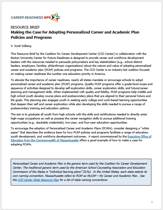 Screenshot of the first page of the PCAP Resource Brief.