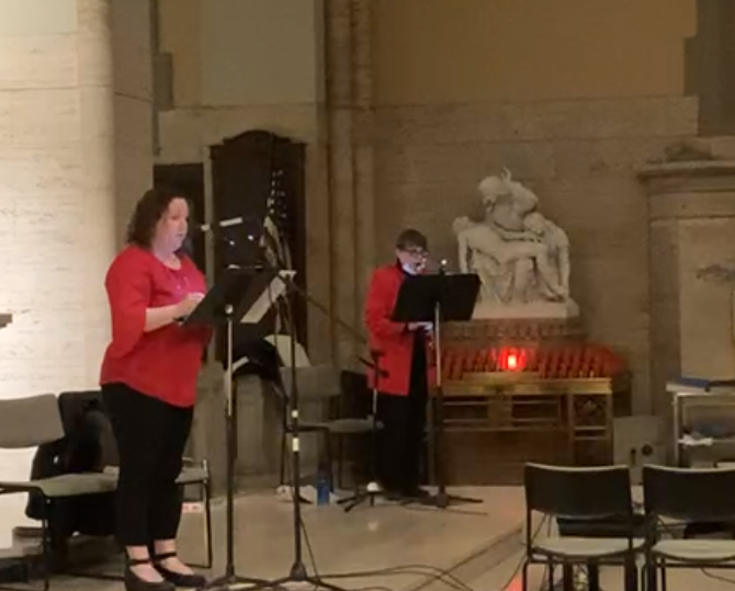 cantor singing on St Gertrude altar