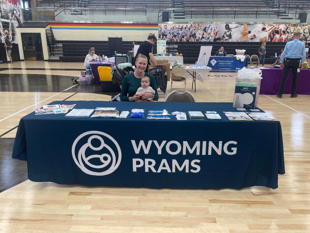 Wyoming PRAMS team running a booth at the Laramie County Baby Shower in September