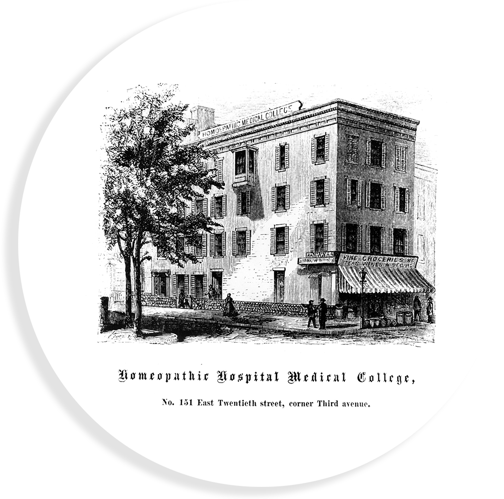 Homeopathic Medical College over grocery store from volume nd