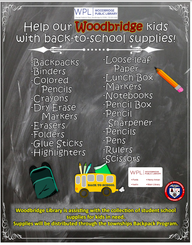 WPL is participating in the Woodbridge Township School Supply Drive