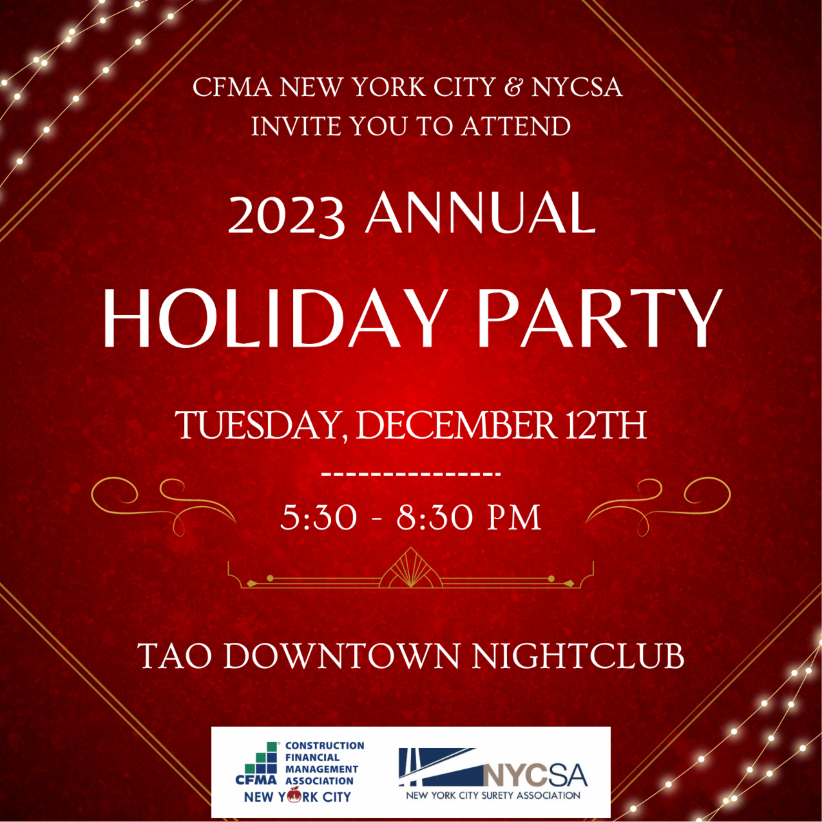 Join Us for a Holiday Party 12/12 at TAO Downtown