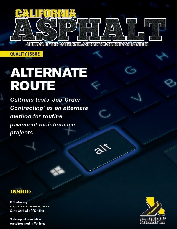 Cover of California Asphalt magazine featuring a computer keyboard