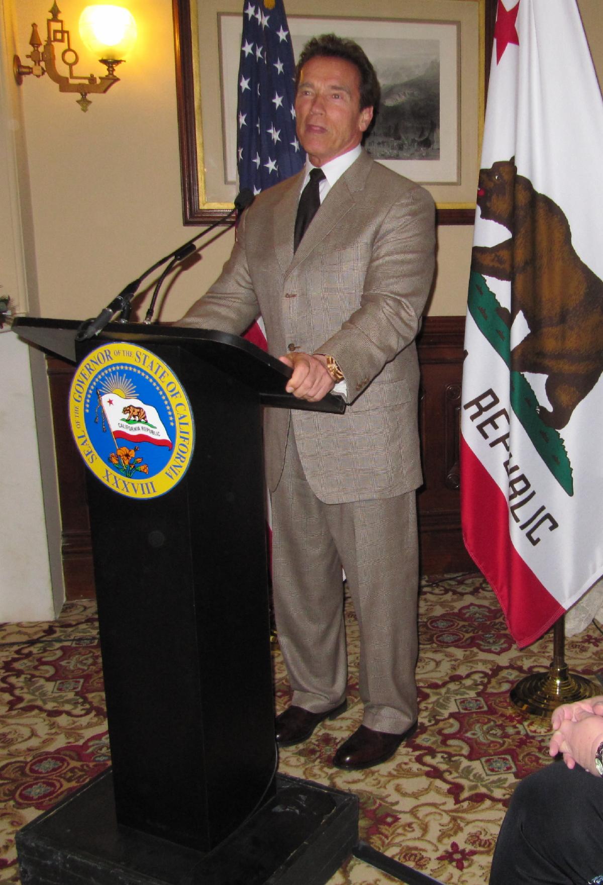 Photograph of Gov. Arnold Schwarzenegger taken in 2010 in Sacramento by Russell Snyder