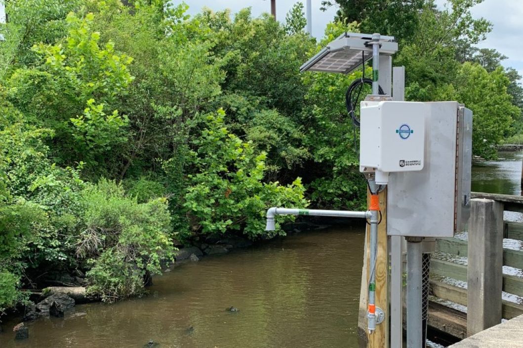 Water level sensor in an estuary near Myrtle Beach, S.C.