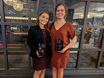 Emmi Palenbaum and Liz McQuain with Superior Outreach Programming awards