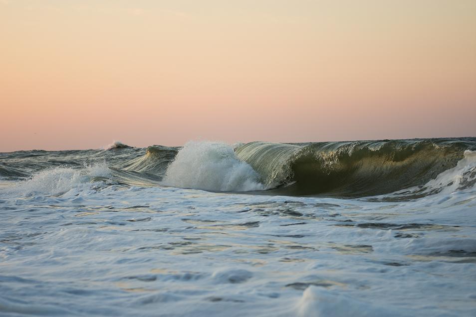 Waves washing ashore during sunrise at Kiawah Island SC
