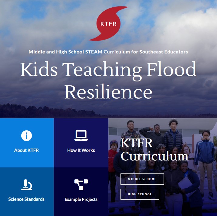 Screenshot of Kids Teaching Flood Resilience website homepage