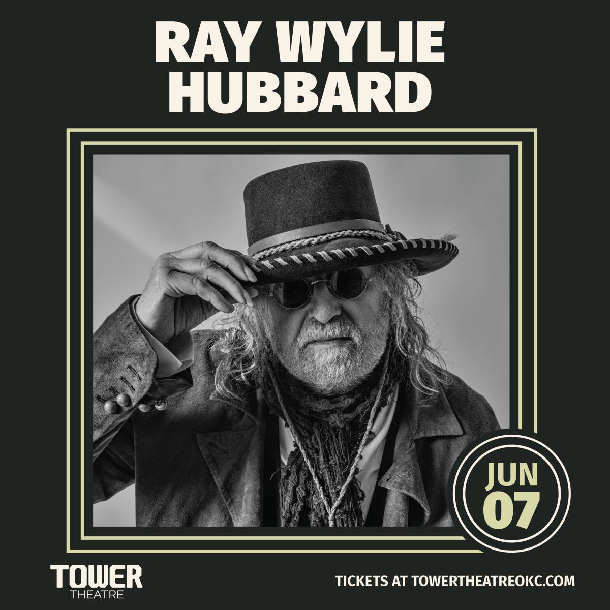 Photo of Ray Wylie Hubbard June 7 at the Tower Theatre