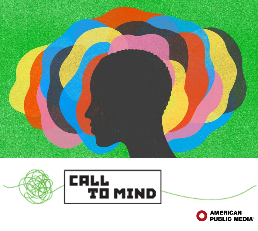Illustration of persons head clouded with thoughts Call to Mind from American Public Media