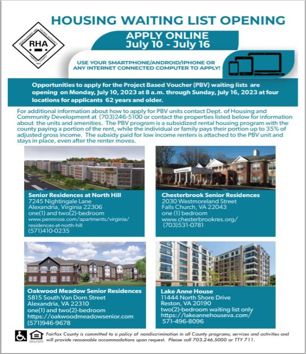 Senior Apartment Waitlist Opening July 10 July 16 / 시니어 아파트 대기자 명단