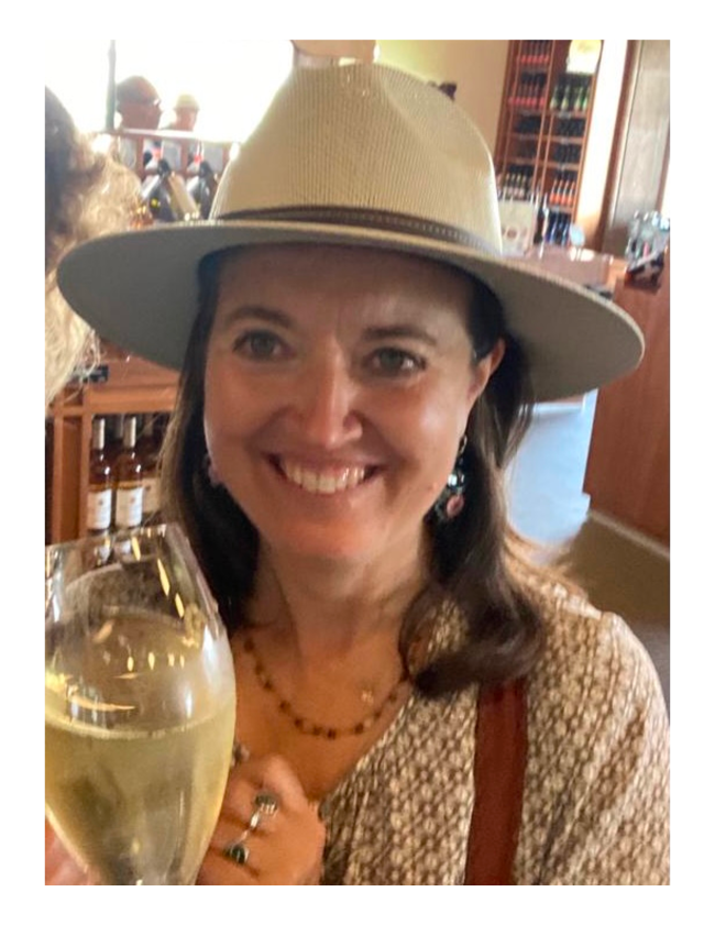 Rachel tasting effervescent wine in Queretaro winery Freixenet