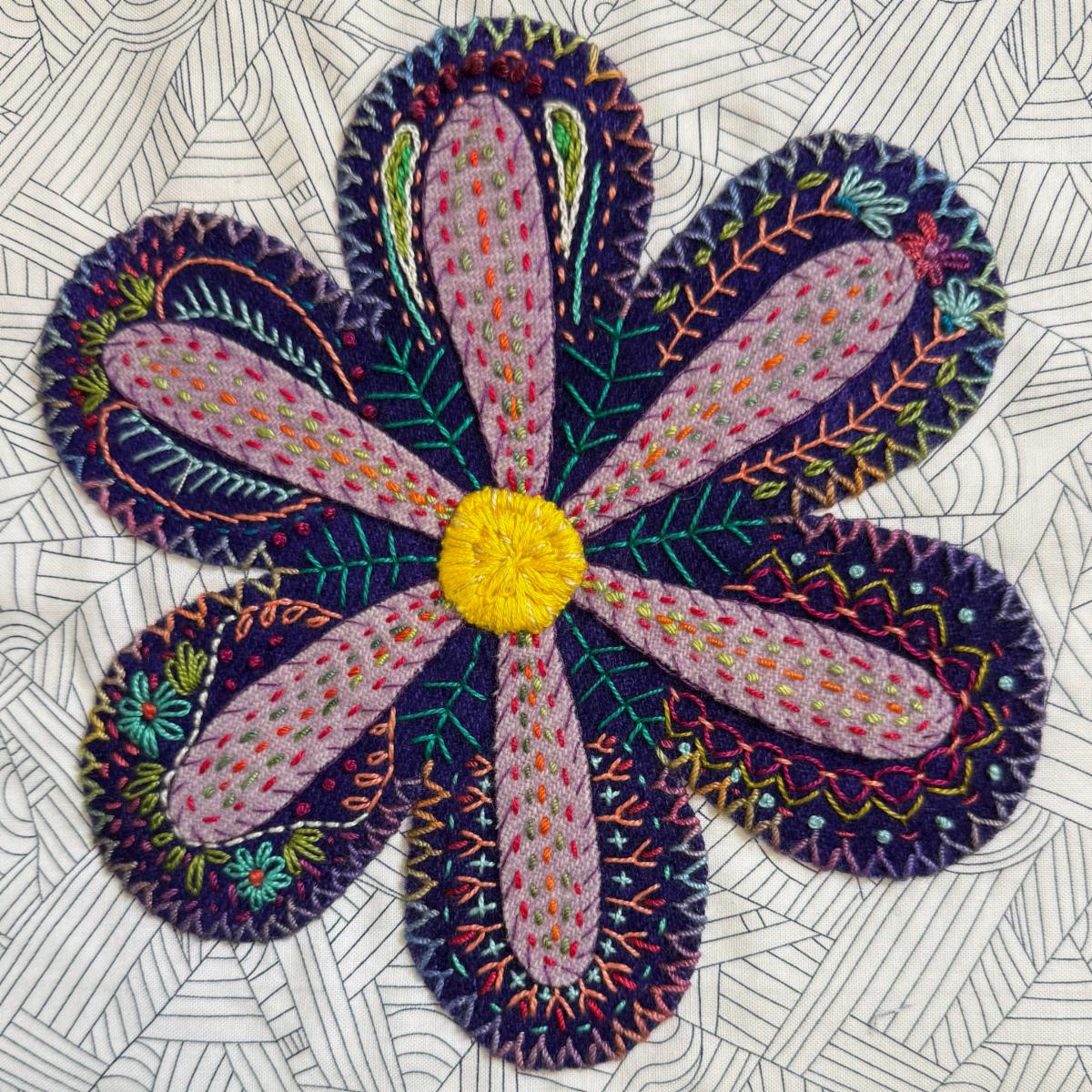 Embroidered flower detail 6