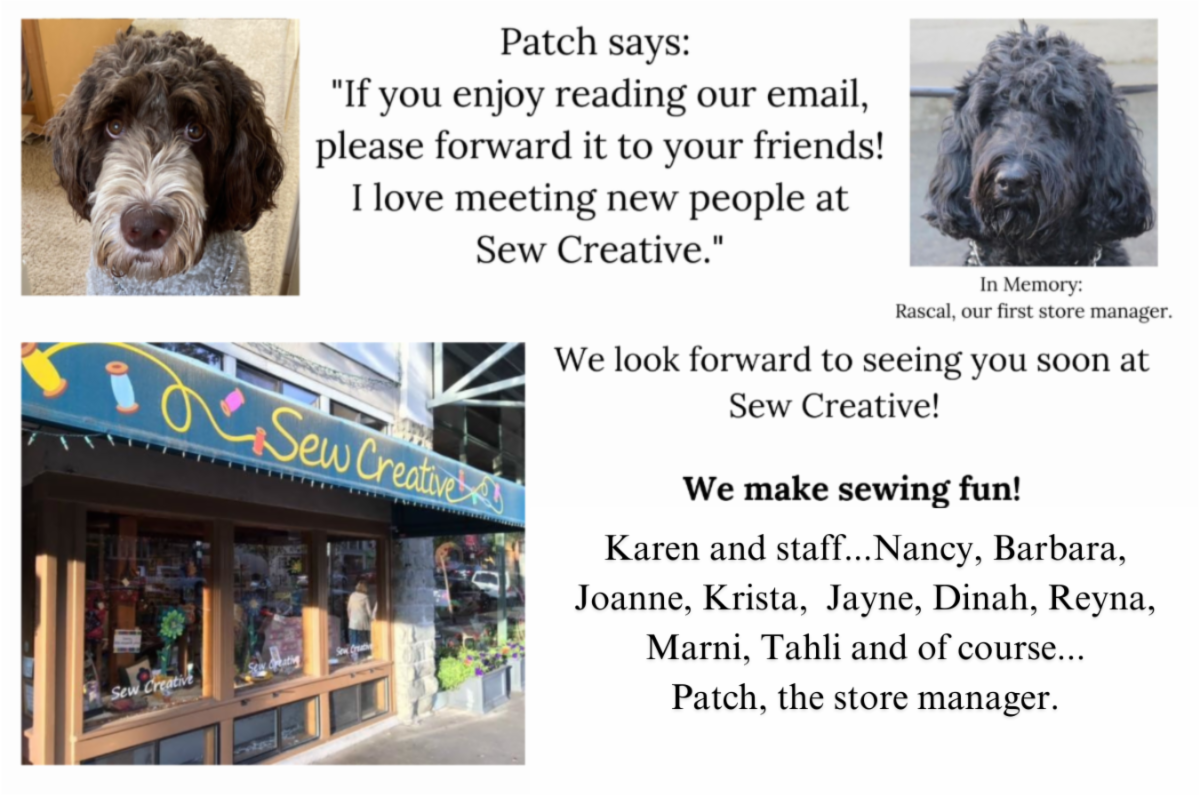 Sew Creative Ashland shop message