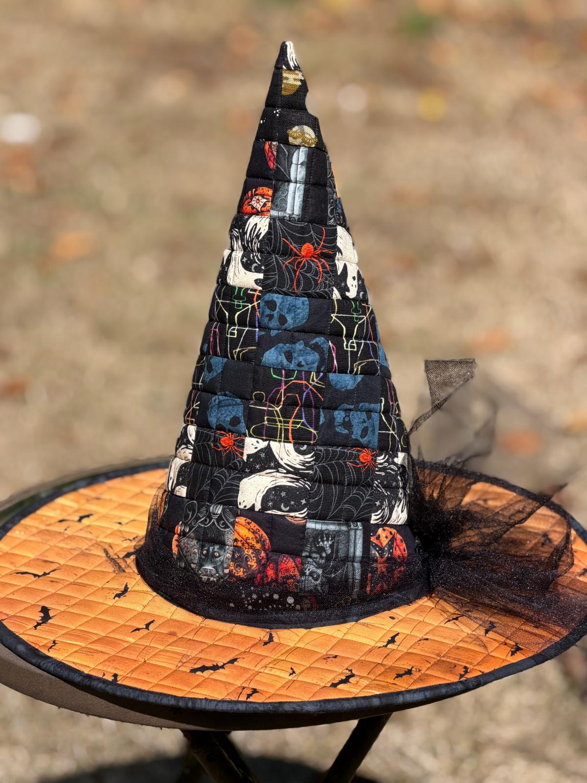 Janet's handmade quilted Halloween witch hat