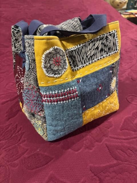 Yellow and blue handmade Rice Bag with embroidery