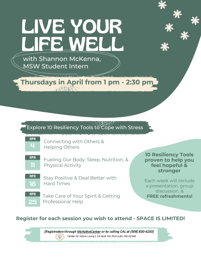 Center for Active Living Events for The Week of April 1, 2024