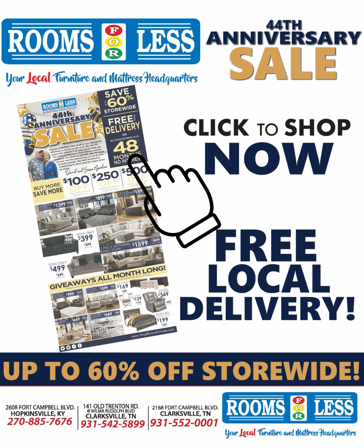 Celebrate HUGE savings with Rooms for Less!