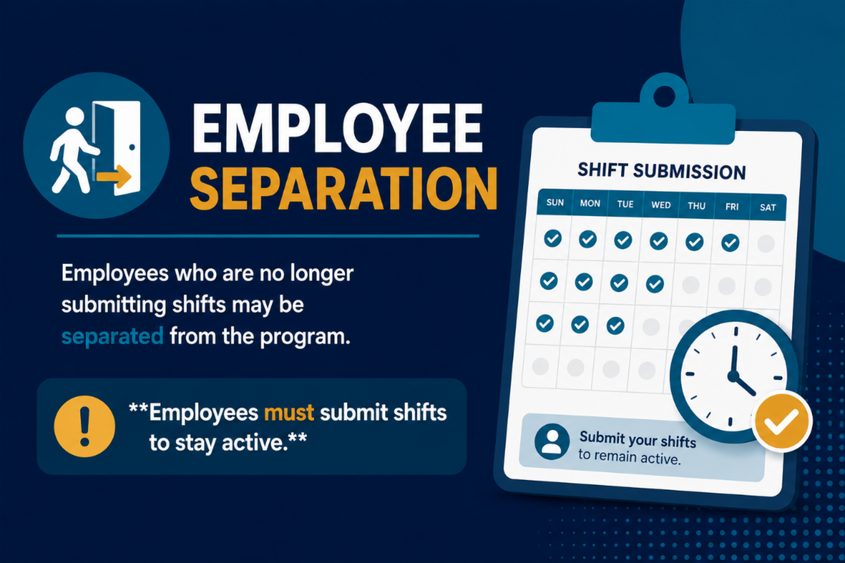 Employee Separation with a clock and calendar  