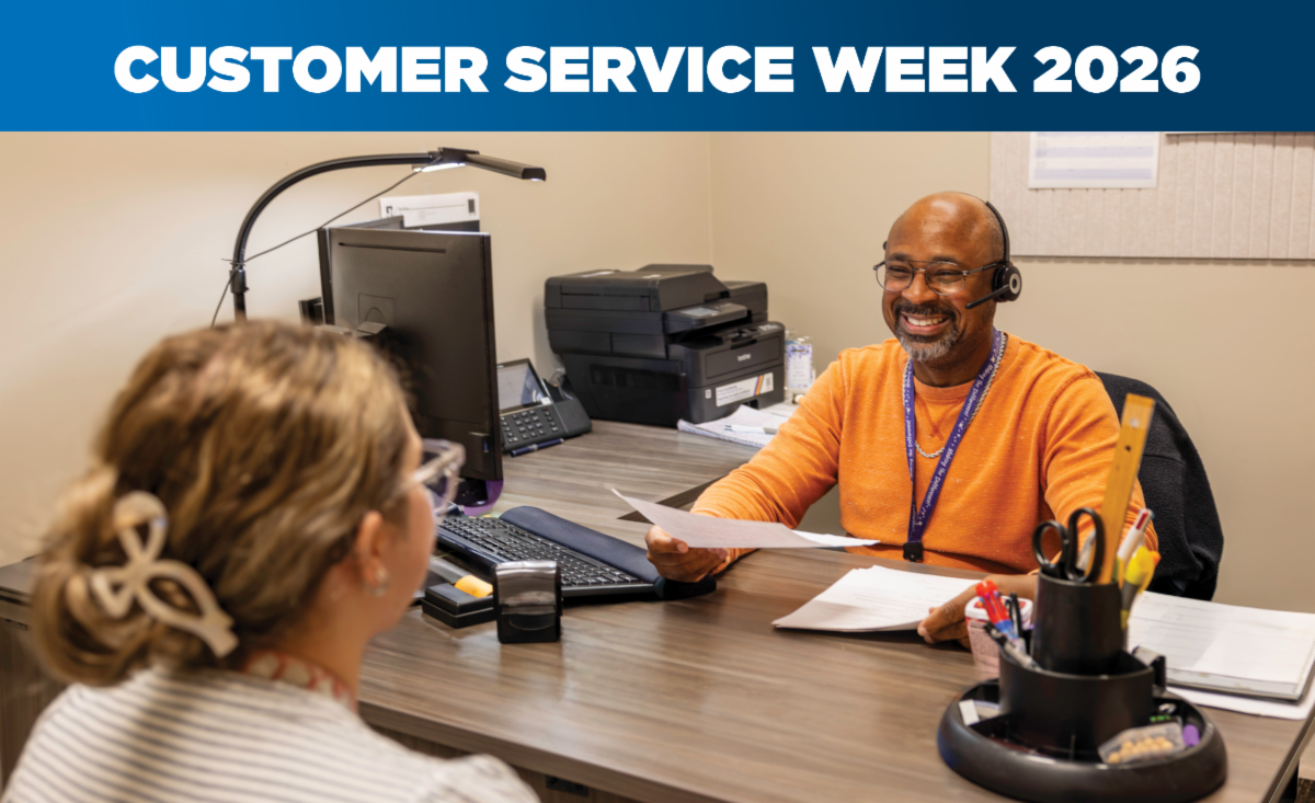 Customer service rep speaks to customer

