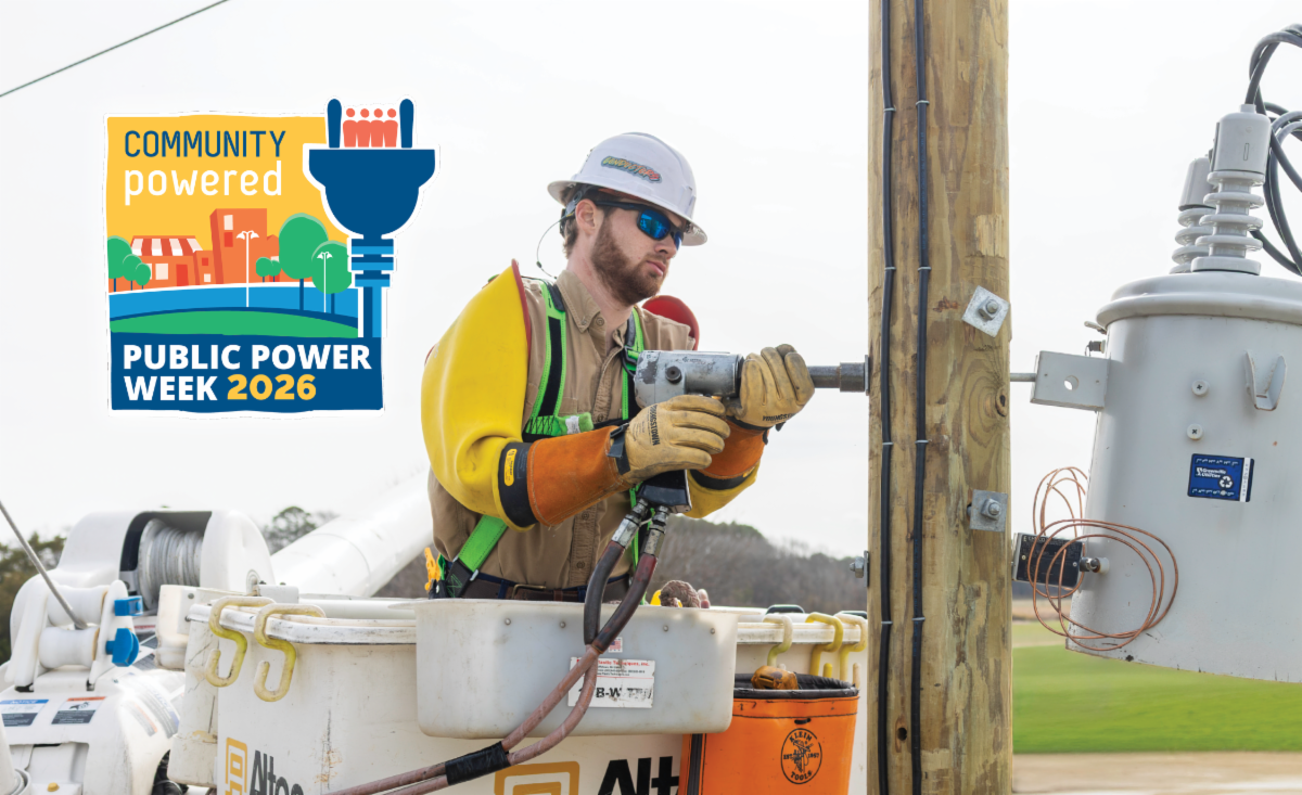 Public power week lineman working