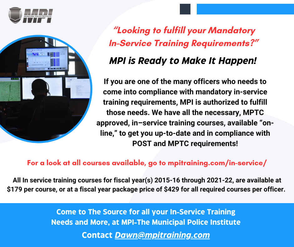 InService Looking to fulfill your Mandatory InService Training