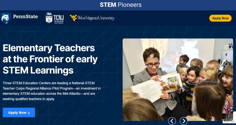 STEM Pioneers screenshot of homepage