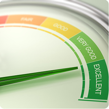 a gauge pointing to exxcellent