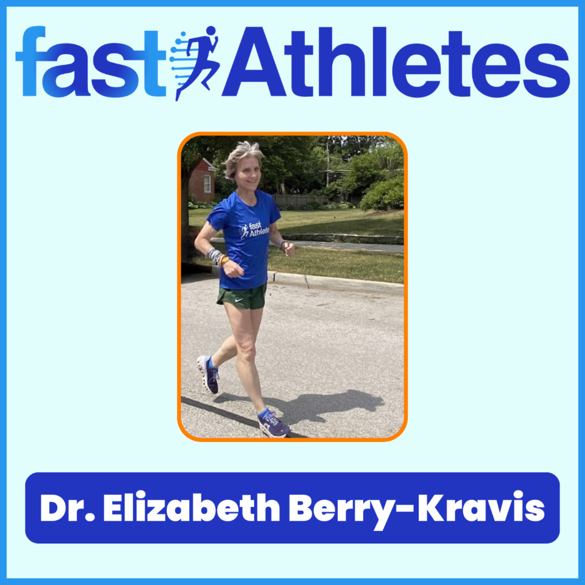 FAST Athletes: Dr. Elizabeth Berry-Kravis, with a photo of Dr. Berry-Kravis running