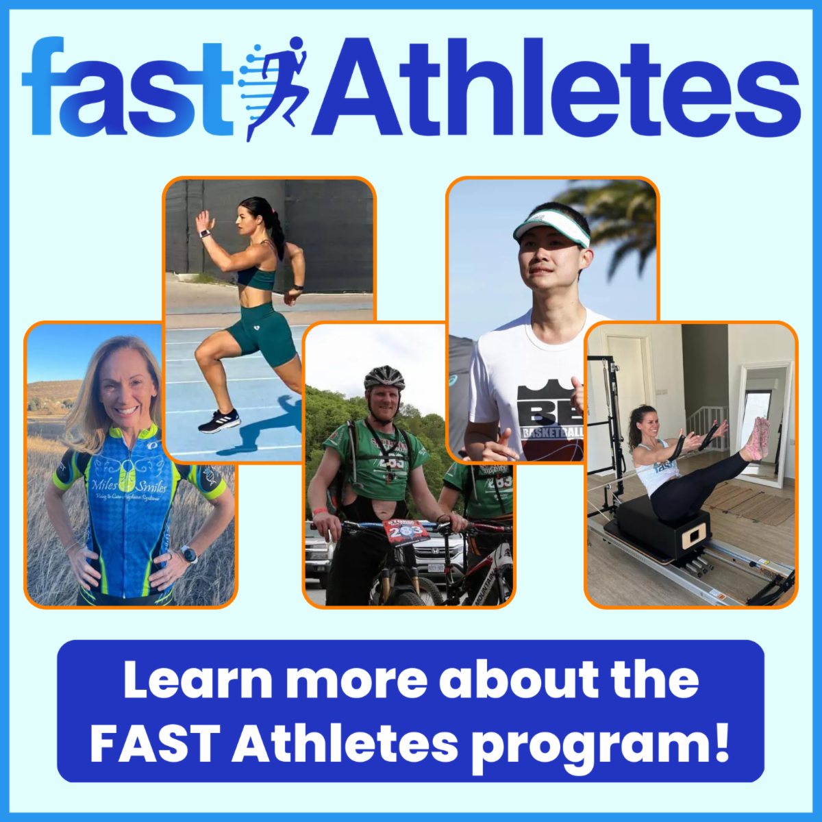FAST Athletes: Learn more about the FAST Athletes program! With photos of Deanna McCurdy, Rhian Adams, Dan Growden, Jonathan Au, and Amelia Beatty