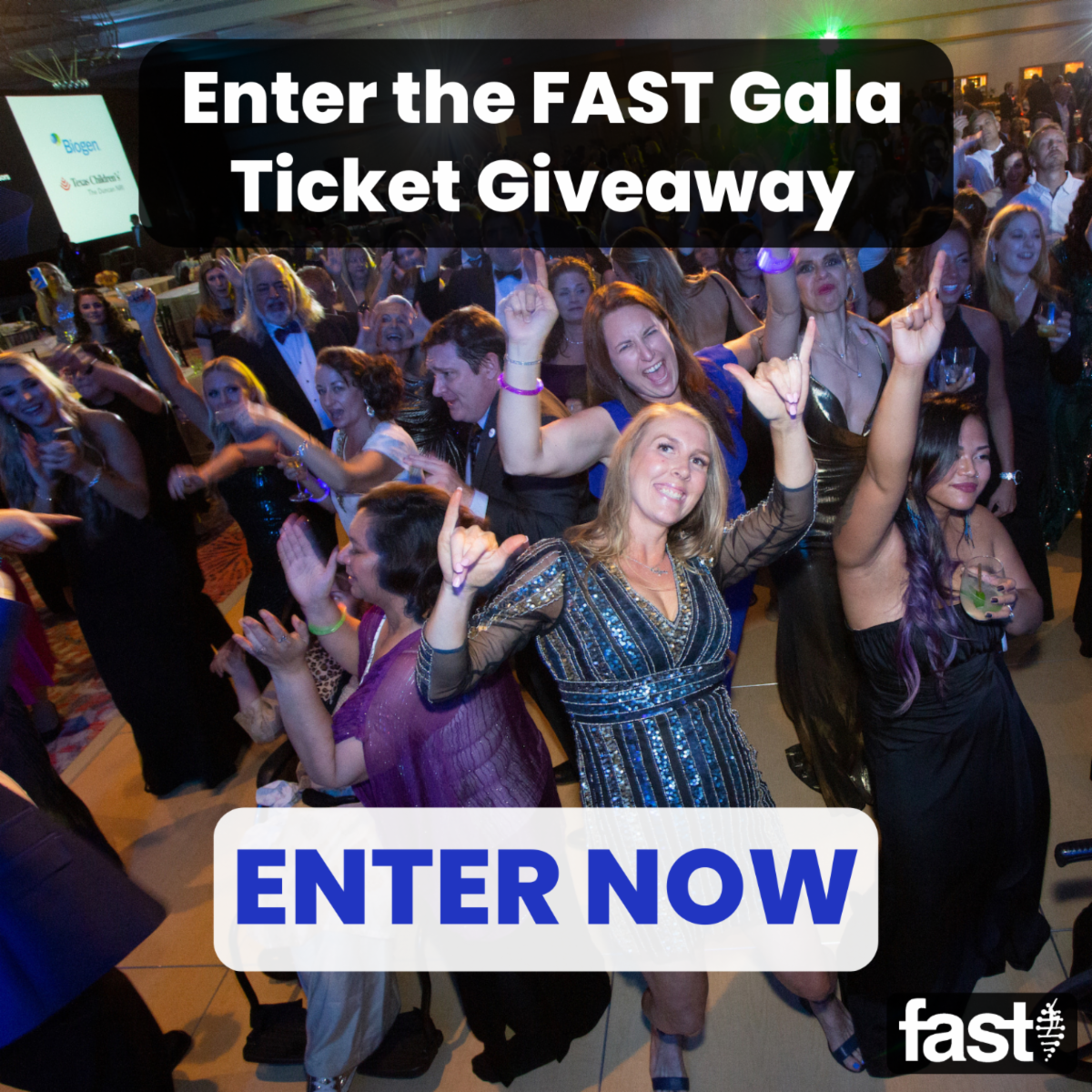 Enter the FAST Gala Ticket Giveaway, enter now, with a photo of people dancing at the 2022 Gala