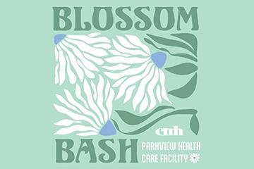 Blossom Bash logo with flowers