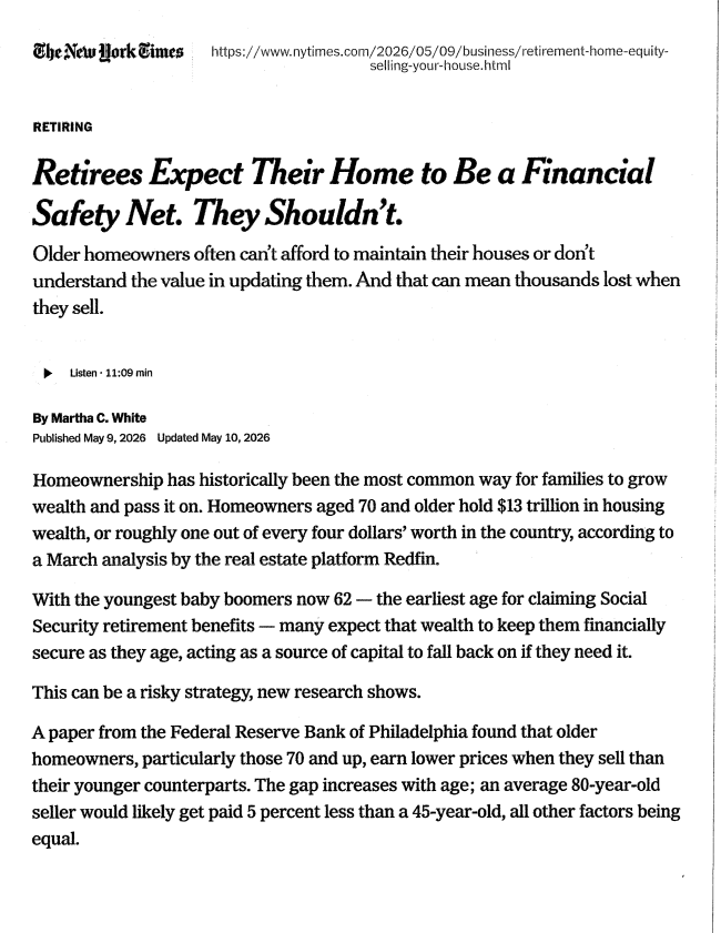 Retirees Expect Their Homes to Be a Financial Safety Net. They Shouldn't
