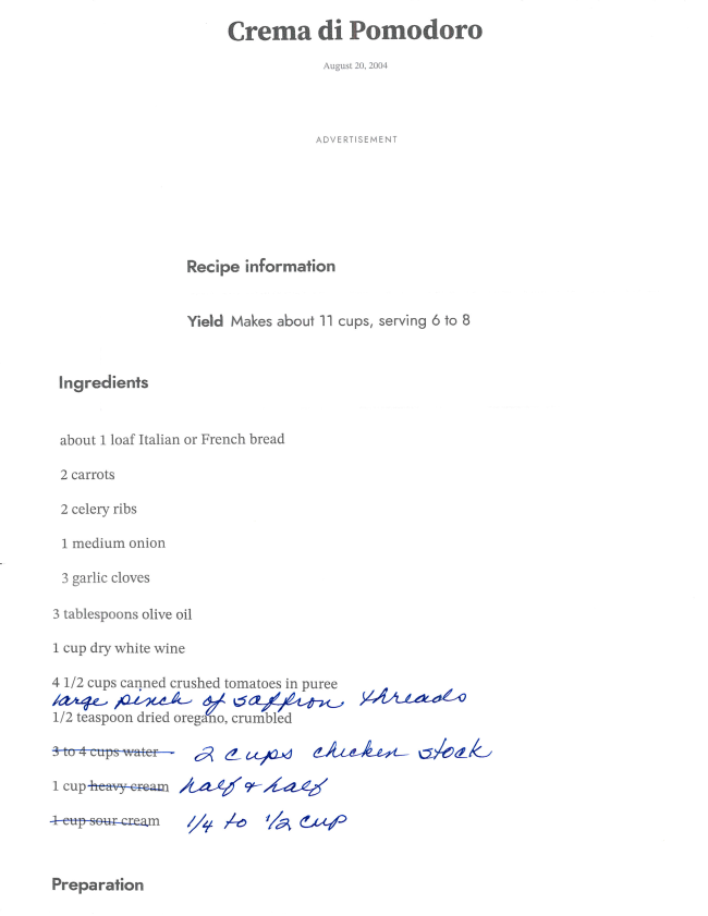 Crema di Pomodoro recipe