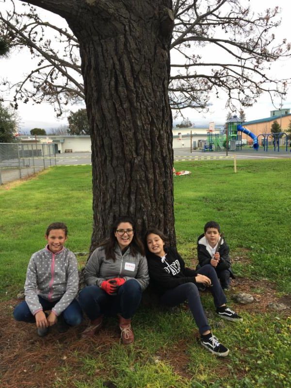 Junior Foresters under a tree