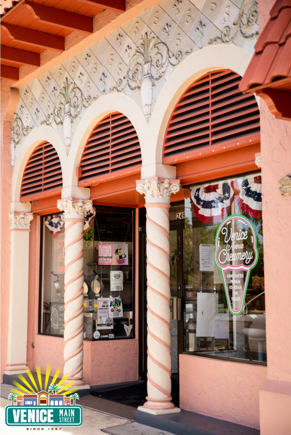 Venice Avenue Creamery storefront in historic downtown Venice.