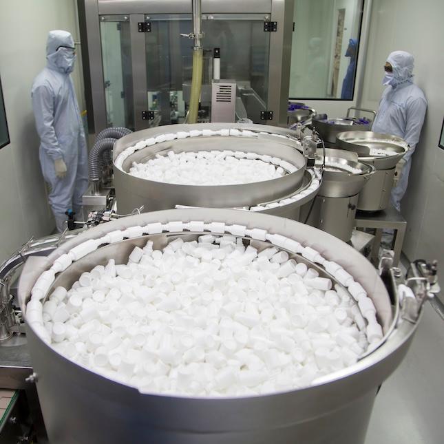 Medicine bottling at a manufacturing facility