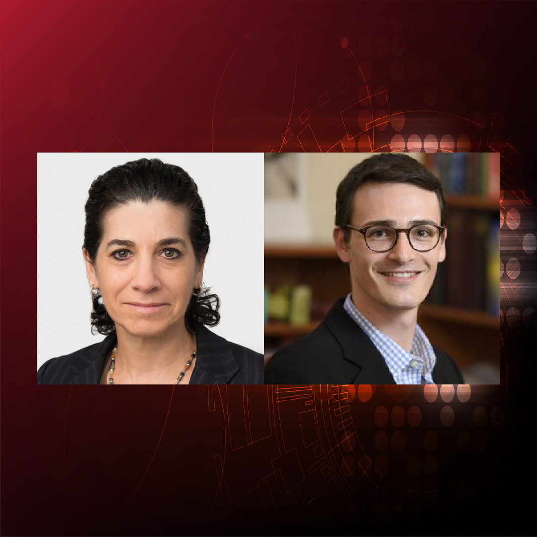 A color photo collage showing photos of a man, and a woman with a red/orange background